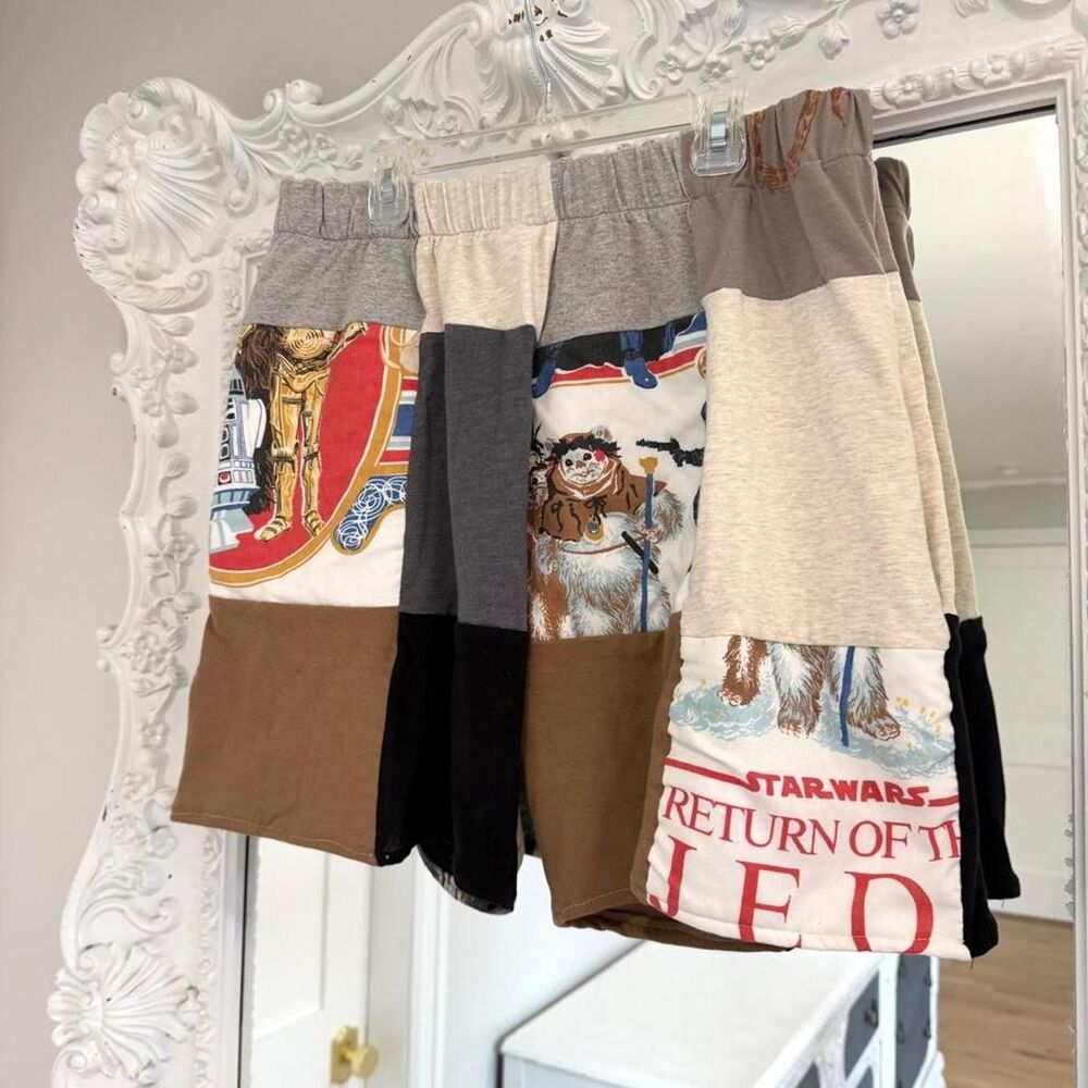 New York Couture Reworked Vintage Disney Star Wars Jedi Patchwork Shorts